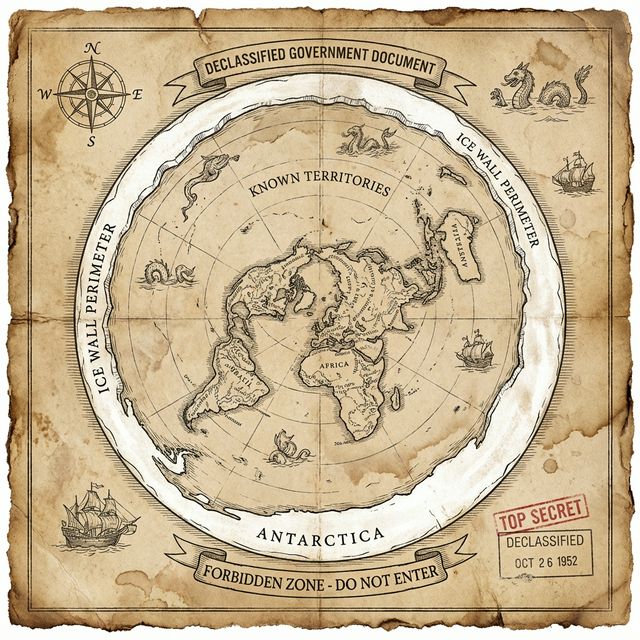 Declassified Flat Earth Map - True Earth Projection